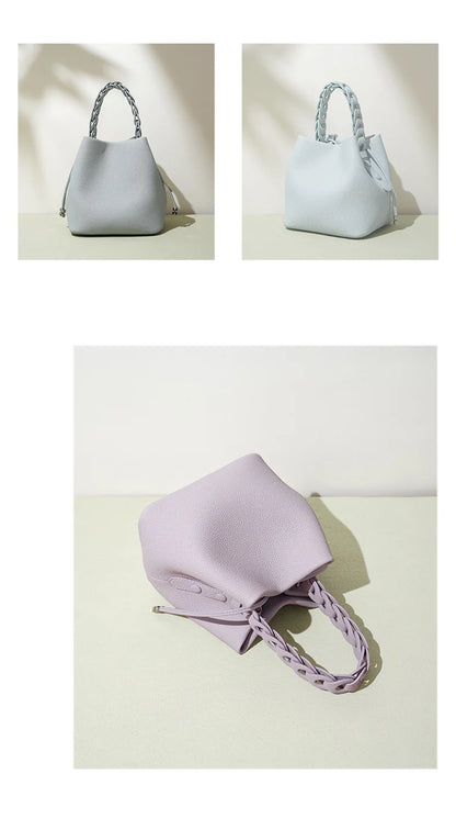 Genuine Leather Bucket Shoulder Bag