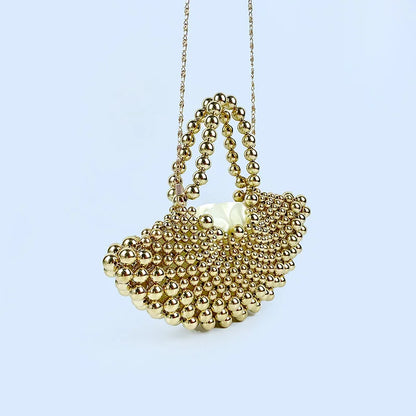 Handmade Beaded Fan-Shaped Evening Bag