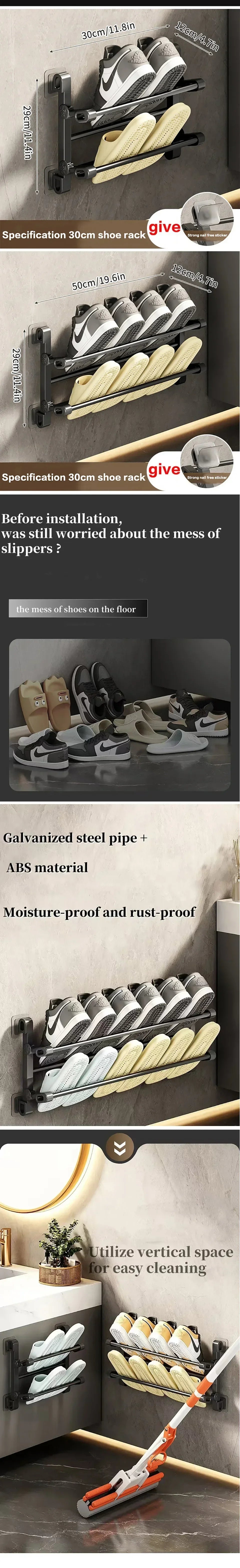 Wall Mounted Shoes And Slippers Rack