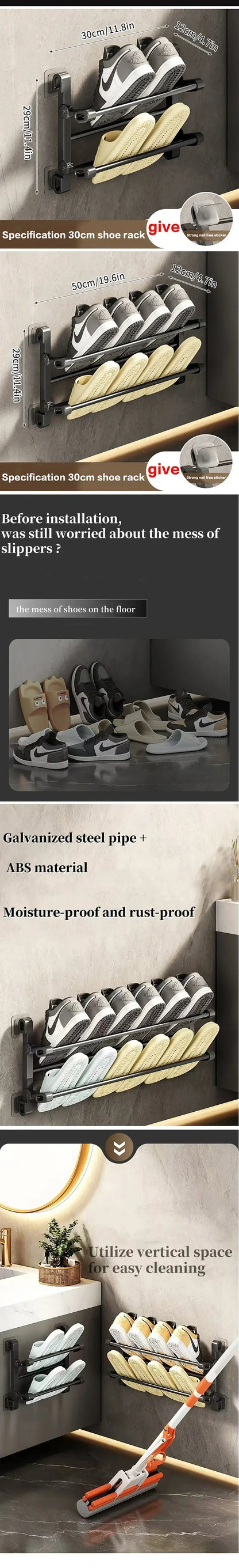 Wall Mounted Shoes And Slippers Rack