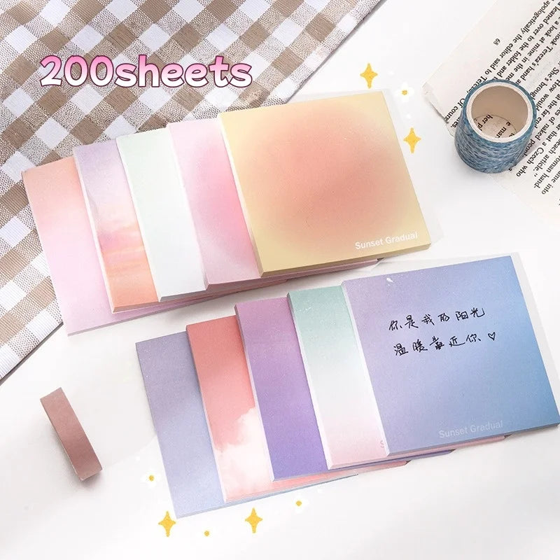 200 Sheets Gradient Color Sticky Notes Set