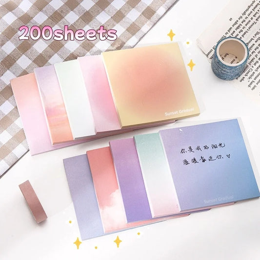 200 Sheets Gradient Color Sticky Notes Set