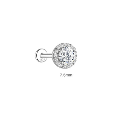 925 Sterling Silver Round Moissanite Stud Earring