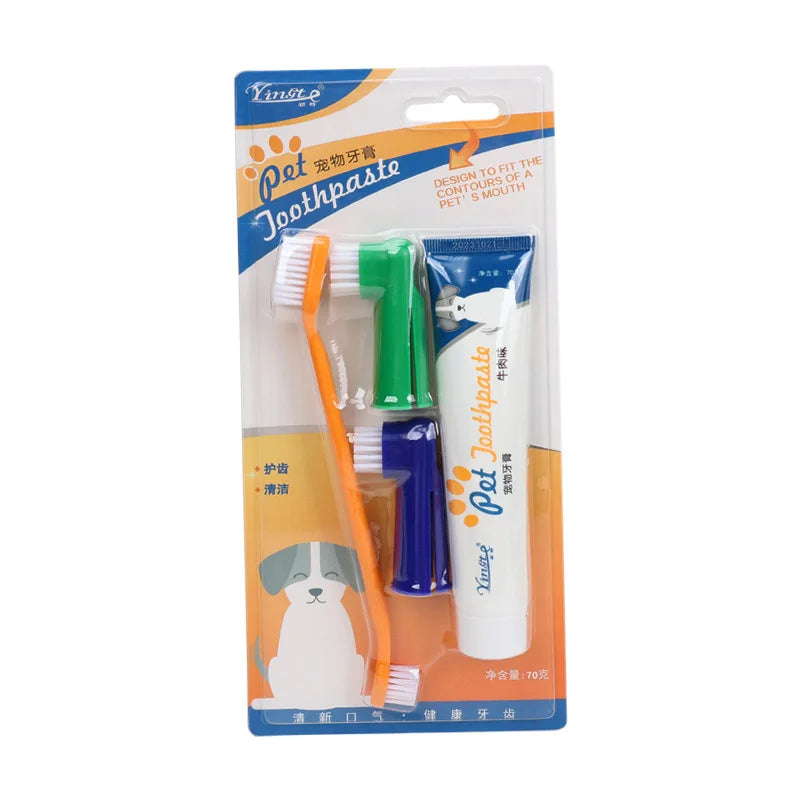 Pet Toothbrush & Toothpaste Set for Dogs and Cats