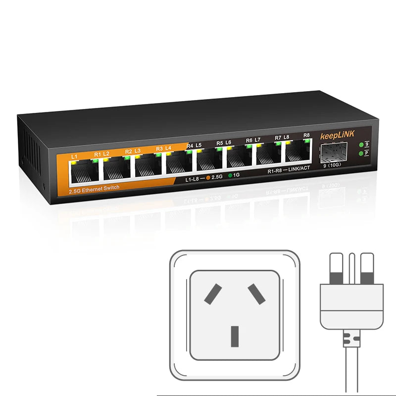 KeepLiNK 9-Port 2.5G Multi-Gigabit Ethernet Switch