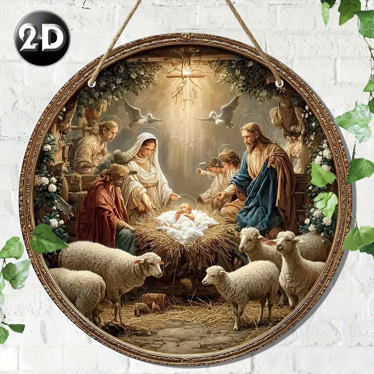 Wooden Christian Nativity Hanging Decoration