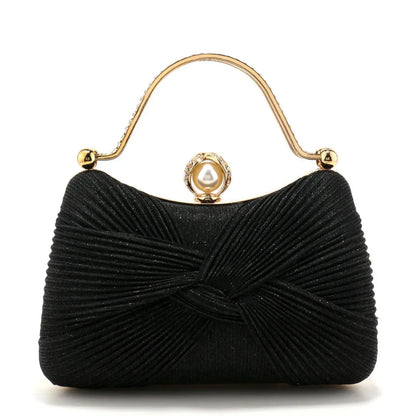 Bow Ruched Evening Clutch Bag