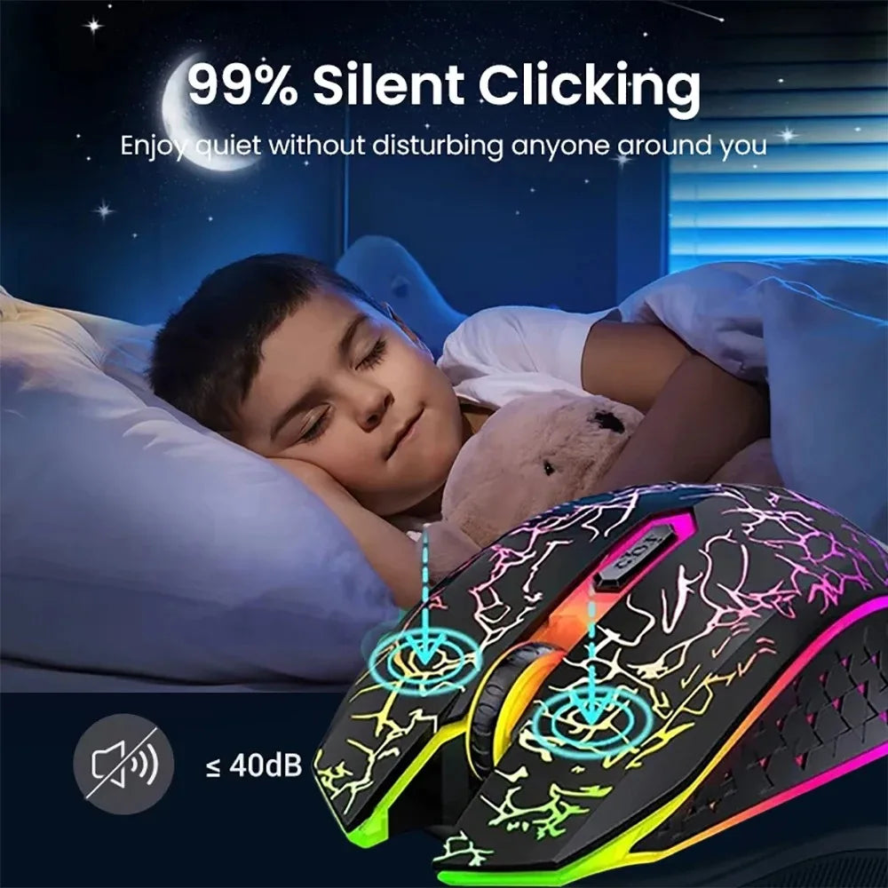 Silent RGB Wireless Gaming Mouse with Type-C Charging