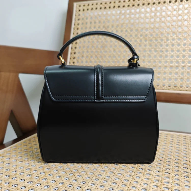 Genuine Split Leather Top Handle Satchel Bag