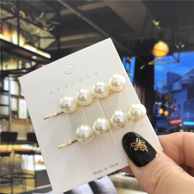 1Set Handmade Pearls Hair Clips Pin