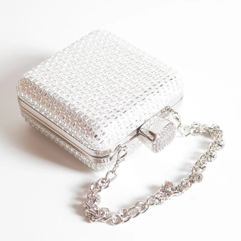 Crystal Minaudière Evening Clutch with Chain