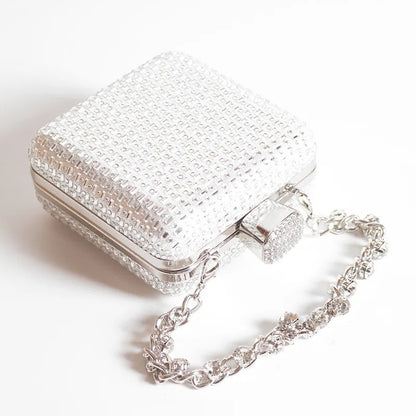 Crystal Minaudière Evening Clutch with Chain