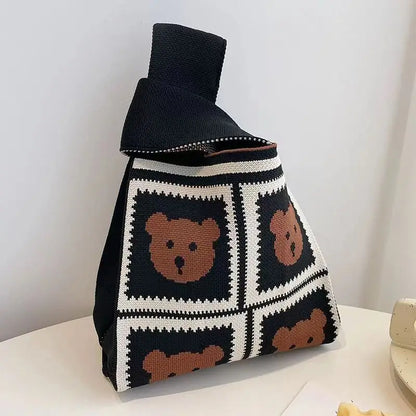 Handmade Knitted Knot Wrist Tote Bag