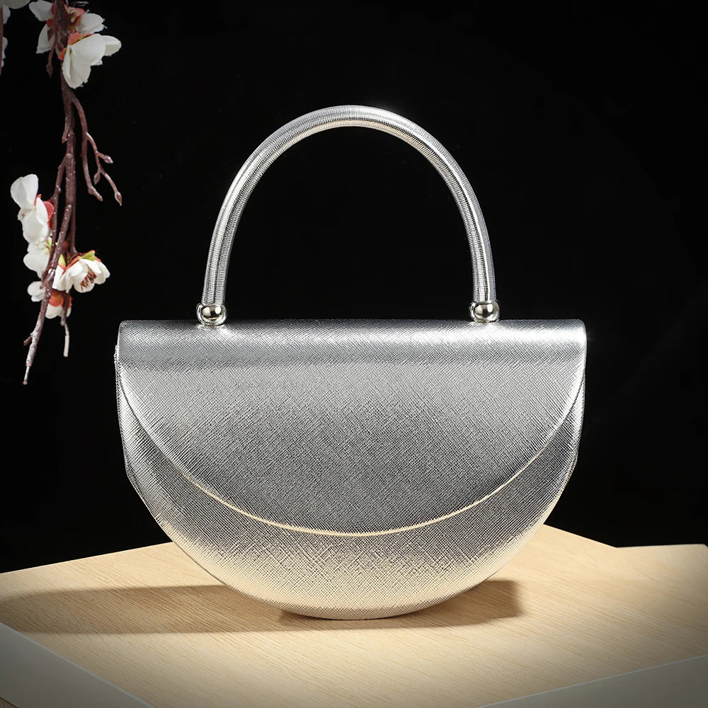 Half Moon Handbag – Shiny Evening Chain Shoulder Bag