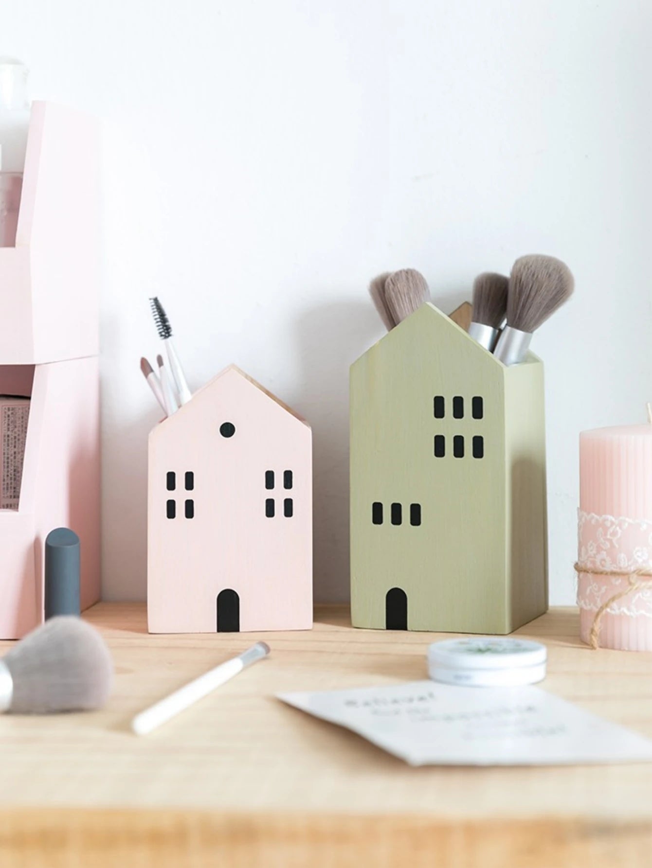 Wooden House Pen Holder & Desktop Organizer