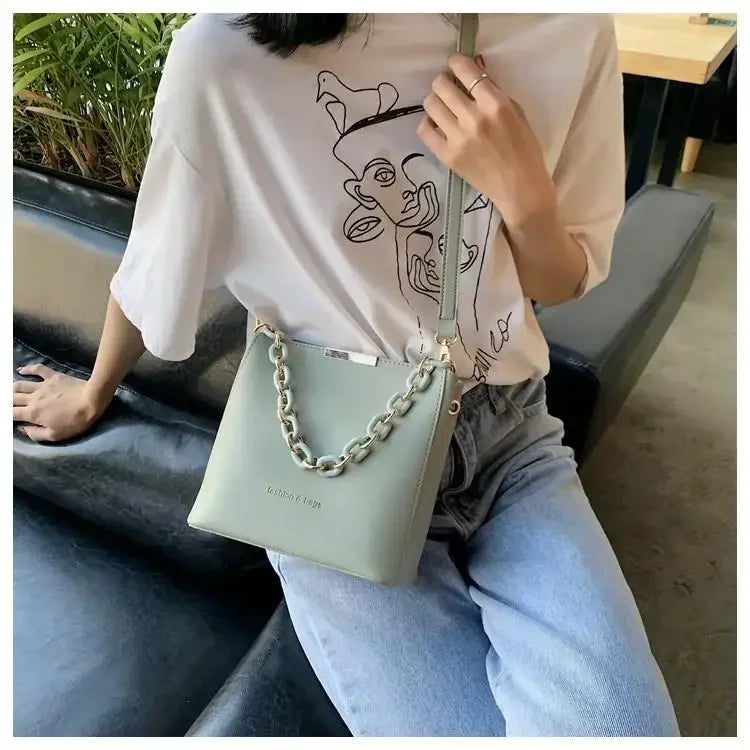Minimalist Chain Bucket Crossbody Bag