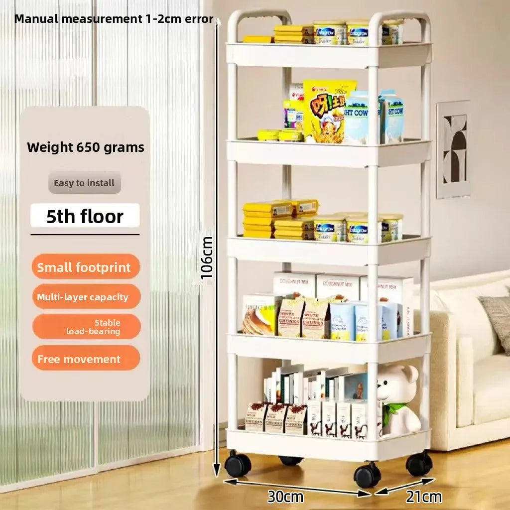 5-Tier Rolling Storage Trolley Rack