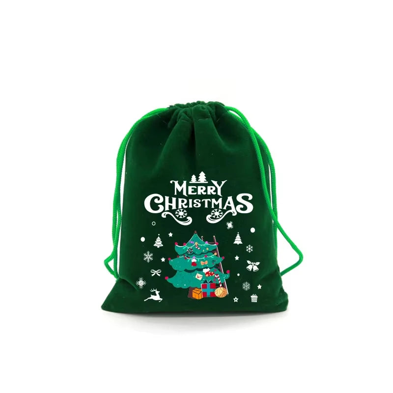5-Piece Christmas Velvet Drawstring Gift Bags