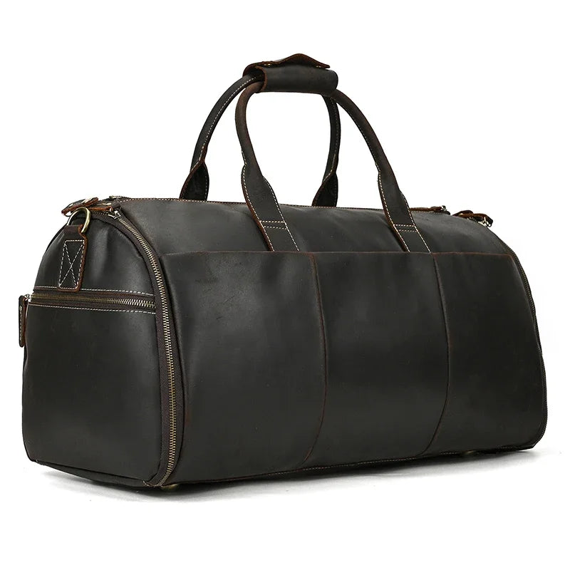 Crazy Horse Leather Travel Bag for Suits