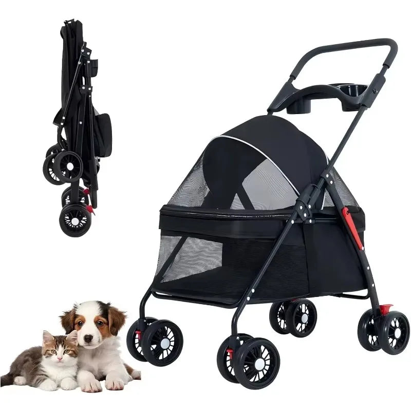 Foldable Pet Stroller for Dogs & Cats