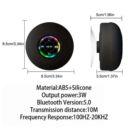 Portable Waterproof Bluetooth Speaker with Suction Cup & LED Lights