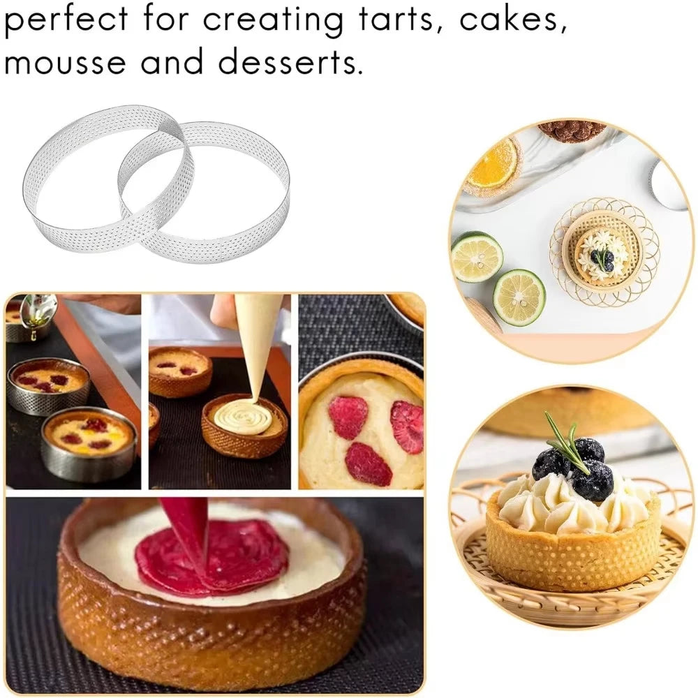Stainless Steel Perforated Tart Ring Set