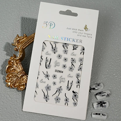 5D Glitter Floral Nail Art Stickers