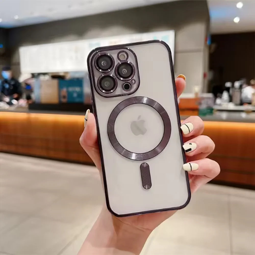 Magnetic Clear Case for iPhone with Lens Protector & Wireless Charging