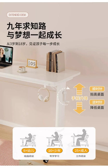 Adjustable Overbed Laptop Desk with Hand Crank & Wheels