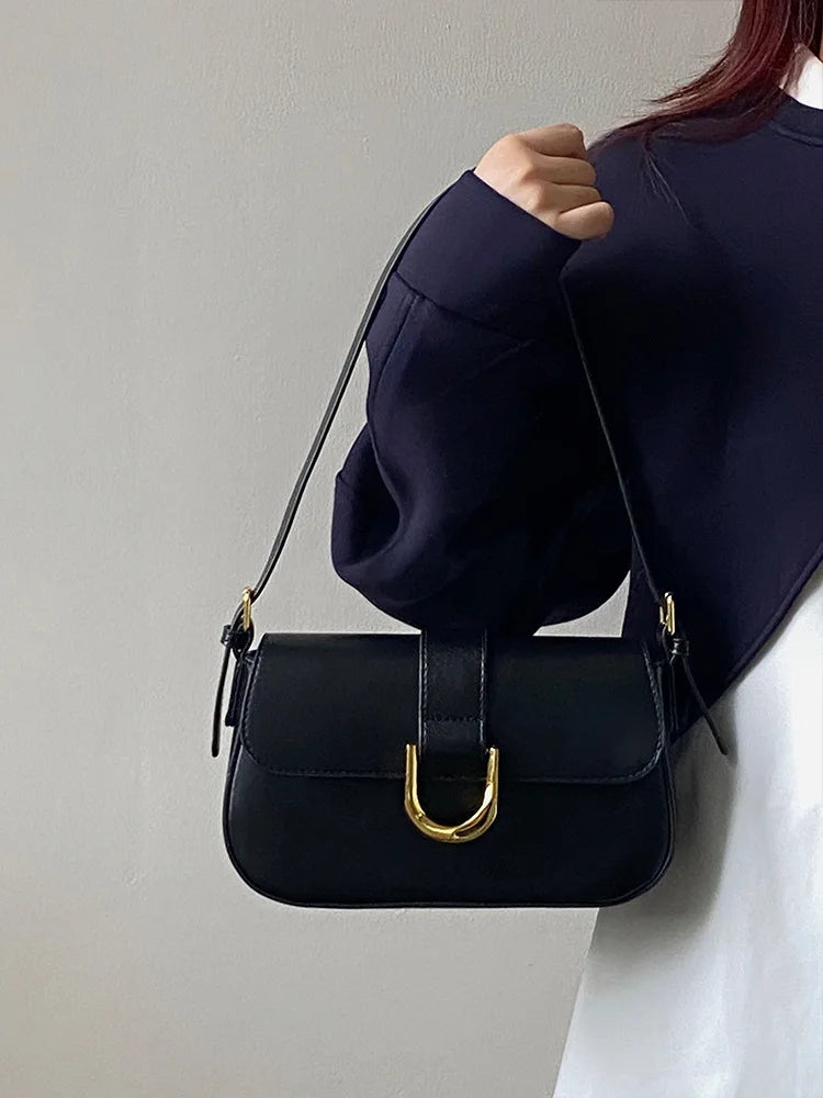 Vintage Horseshoe Buckle Crossbody Shoulder Bag