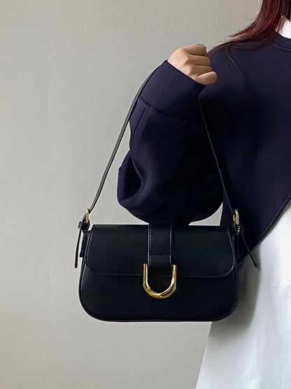 Vintage Horseshoe Buckle Crossbody Shoulder Bag