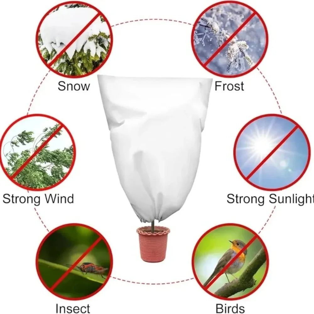 Reusable Winter Plant Protection Cover with Zipper & Drawstring