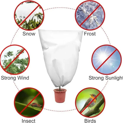 Reusable Winter Plant Protection Cover with Zipper & Drawstring