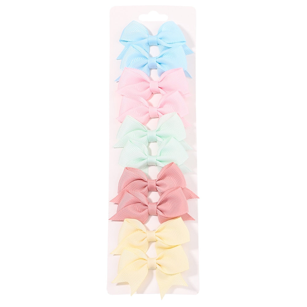 10Pcs/Set  Ribbon Bowknot Hair Clips