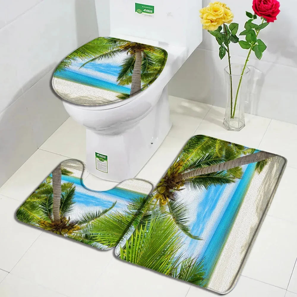 Ocean Seashell Bathroom Mat Set