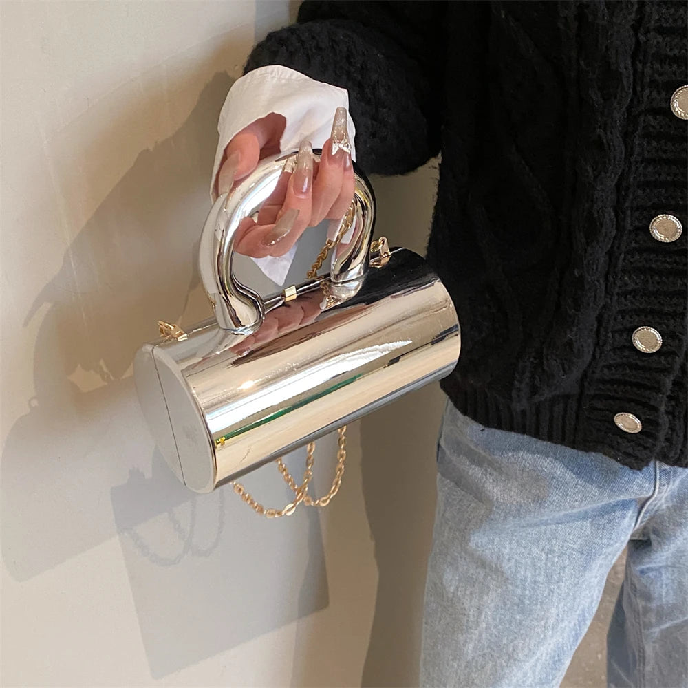 Golden Cylinder Evening Clutch