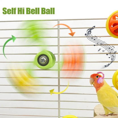 Interactive Rotating Windmill Bird Toy with Bells
