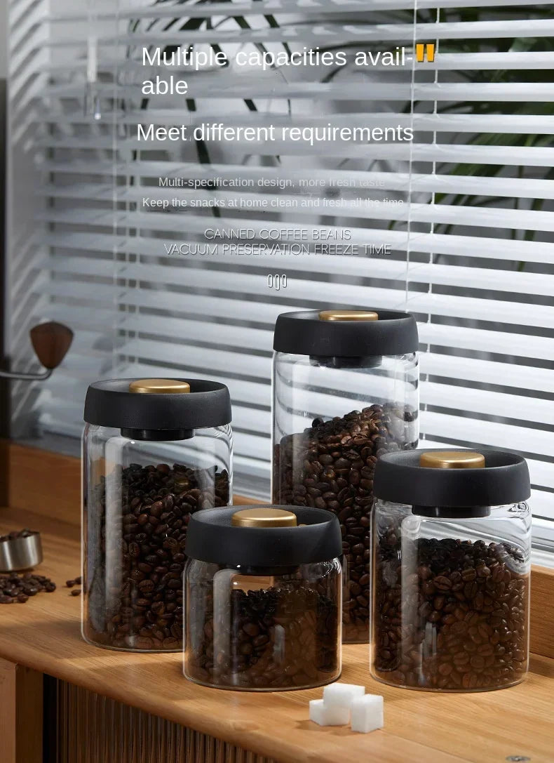 Vacuum Glass Coffee Bean Storage Jar