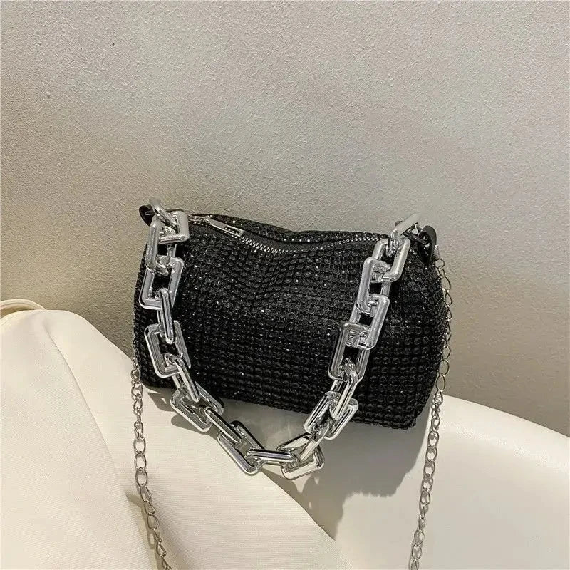 Rhinestone Chain Evening Crossbody Bag