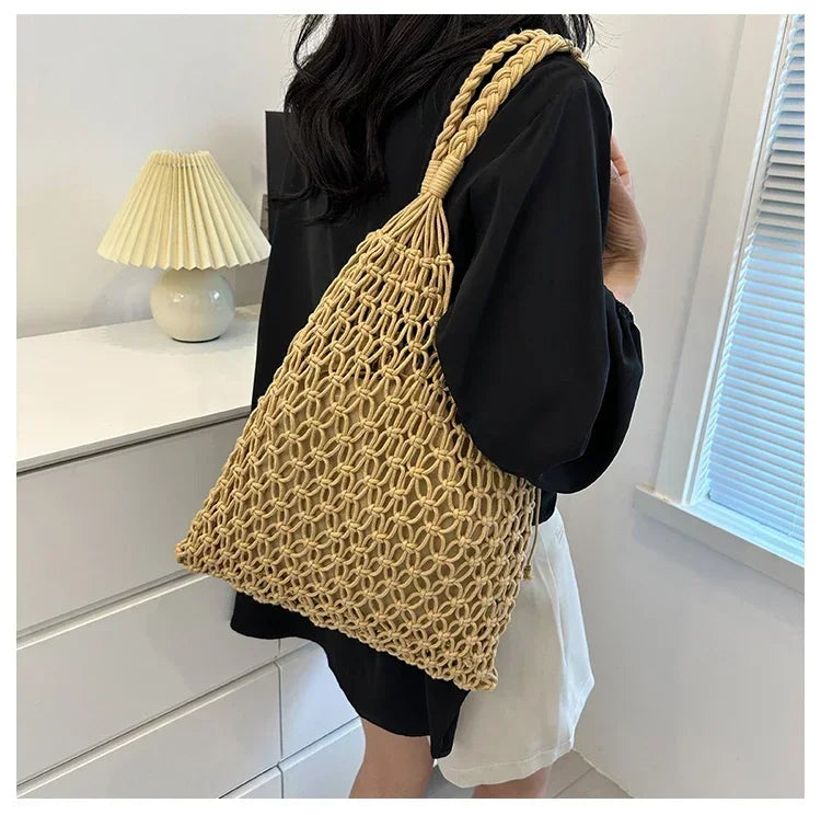 Handwoven Mesh Summer Tote Bag