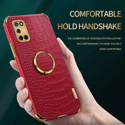 Crocodile Texture Ring Stand Phone Case