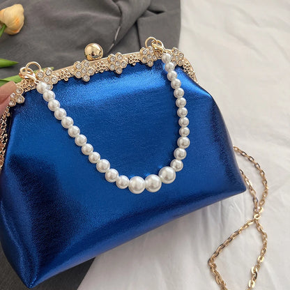 Luxury Pearl Chain Minaudière Shoulder Bag