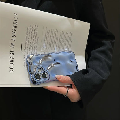 Mobile Phone Case – Glossy Wrinkle Plating Wave Border Case for iPhone