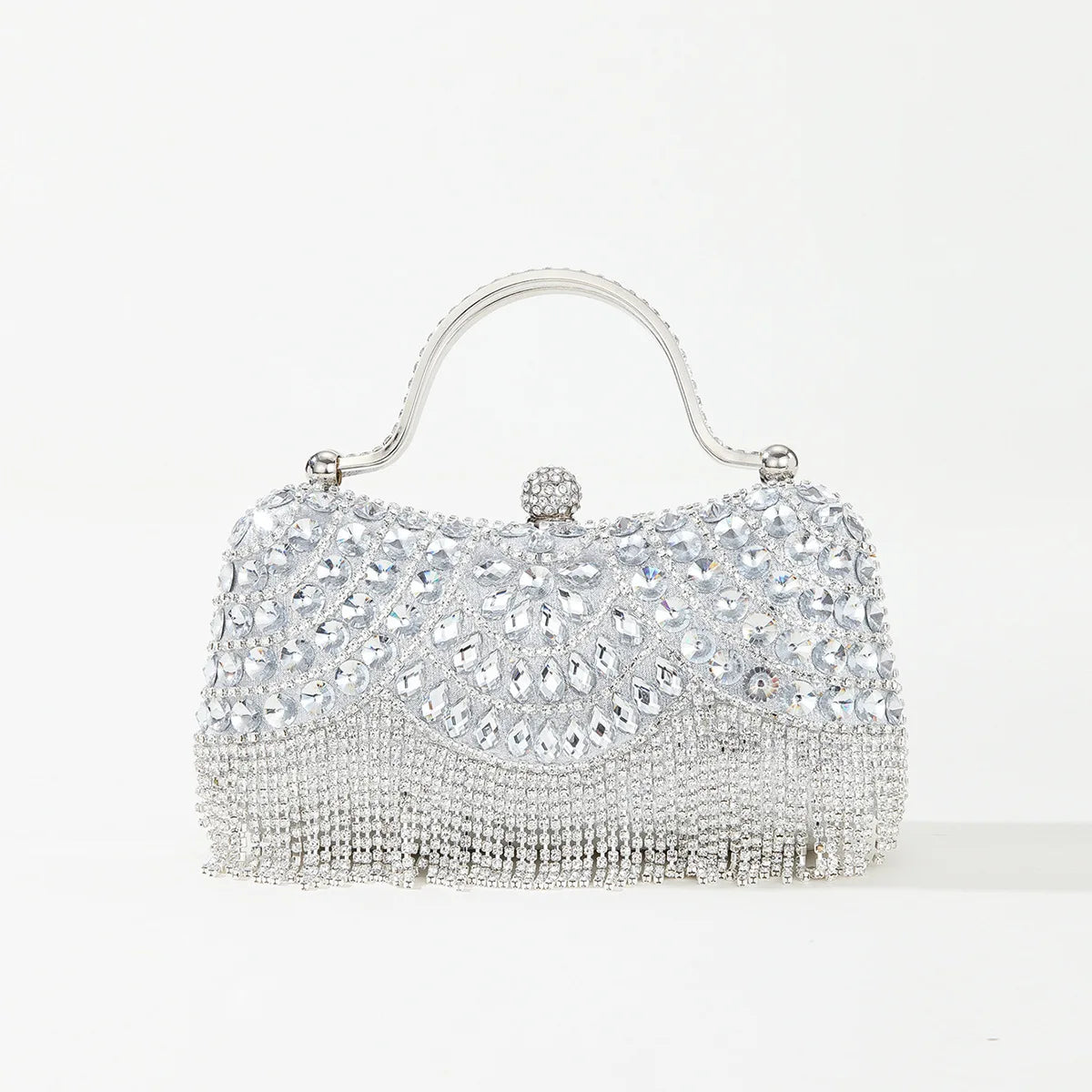 Rhinestone Tassel Handle Evening Bag