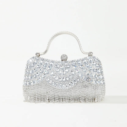 Rhinestone Tassel Handle Evening Bag