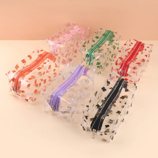 Clear Glitter Four Leaf Clover Pencil Case