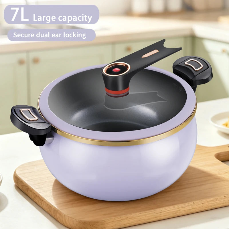 7L Non-Stick Micro Pressure Cooker with Glass Lid