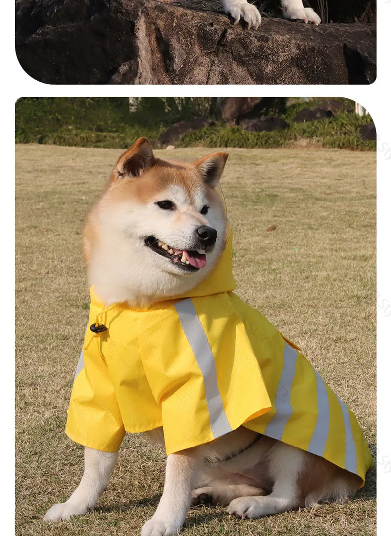 Waterproof Reflective Hooded Dog Raincoat