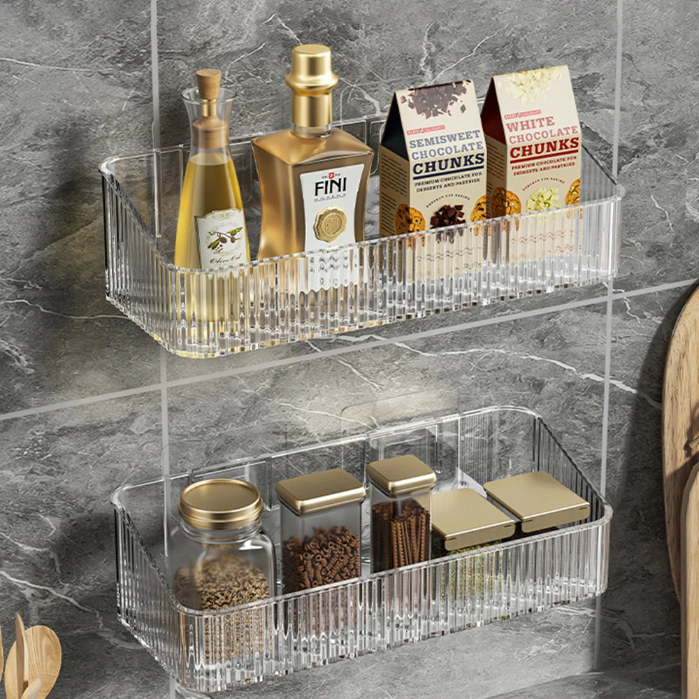 Wall-Mounted Bathroom Storage Basket & Organizer Rack