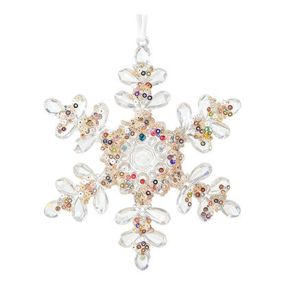 Clear Acrylic Snowflake & Icicle Christmas Ornament